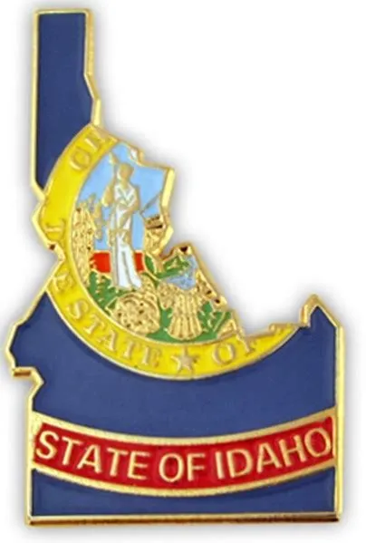 Idaho State map shaped pin, map pin with flag design, hat pin, lapel ...