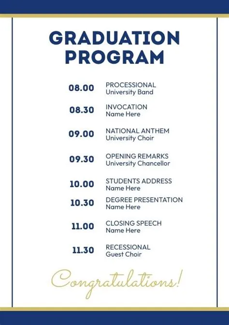 Graduation Program Template - Blue and White