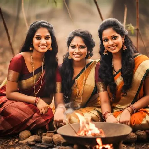 Premium Photo | Beautiful south indian women worshipping on pongal festival