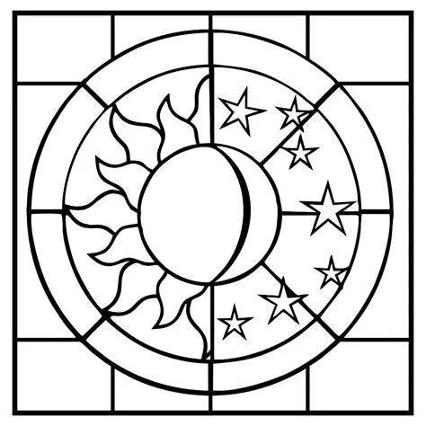 Sun Moon Stained Glass Pattern | Free PDF Printable