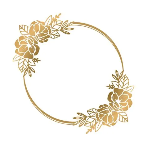 Golden Circle Frame With Floral Luxury Ornament Design, Golden Circle ...