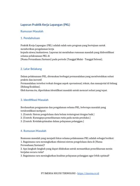 Contoh Laporan PKL Rumusan Masalah | PDF