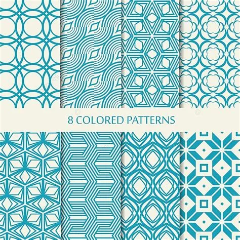 Set Of Eight Seamless Chevron Patterns In Blue And White Colors With ...