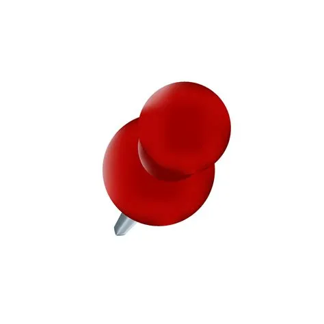 Realistic red push pins vector. Top view of thumbtacks isolated on ...