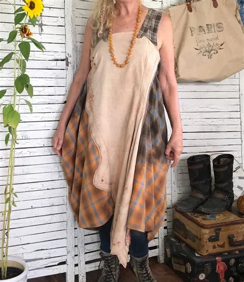 Slow Fashion Dress L, Asymmetrical Dress, Vintage Embroidery and ...