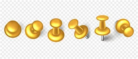 Vector 3d Gold Push Pin With Shadow Isolated On Transparent Background ...