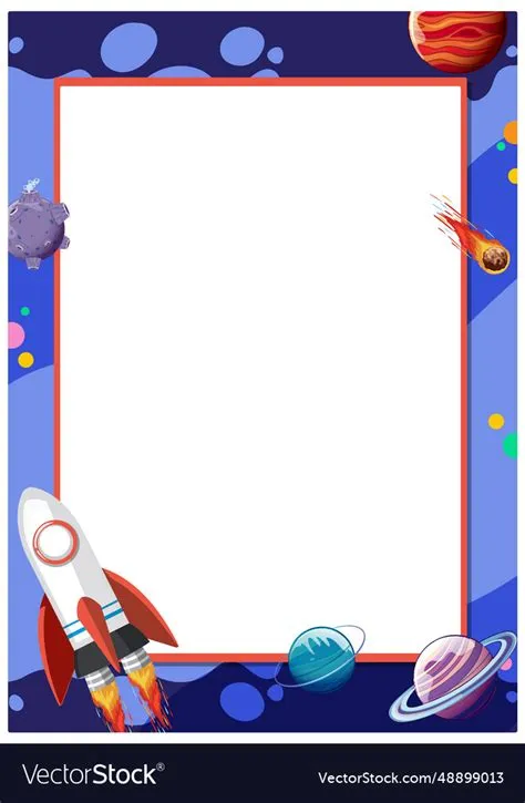 Outer space adventure planets and rocket border Vector Image