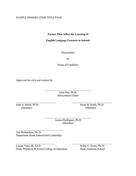 SAMPLE DISSERTATION TITLE PAGE Dissertation by