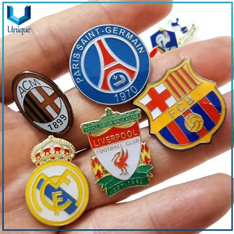Custom Football Club Logo Metal Pin Brooch, Gold /Silver Football ...