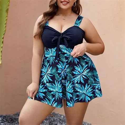 Ailaofu Women's Plus Size Swimdress One Piece Swimsuit Retro Print ...