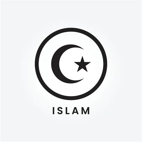 estrella y creciente logo símbolo de islam plano icono vector ...
