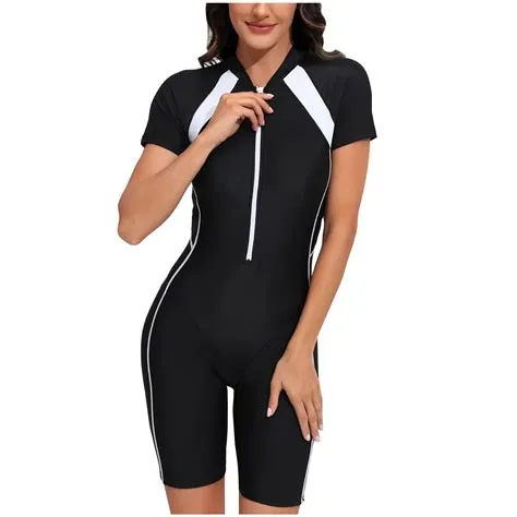 Qeaghou Full Coverage Swimsuits for Women One Piece Long Sleeve Rash ...