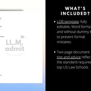 Letter of Recommendation LOR Law School Template | LL.M. Template | J.D ...