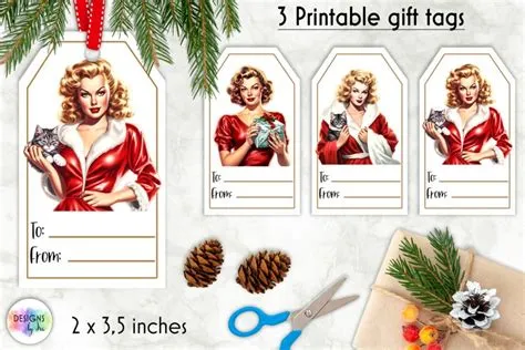Vintage Pinup Girl Christmas Gifts Tags | Retro Pinup Tags