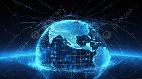Digital Earth Technology Background In Blue Rendered In 3d, Global ...