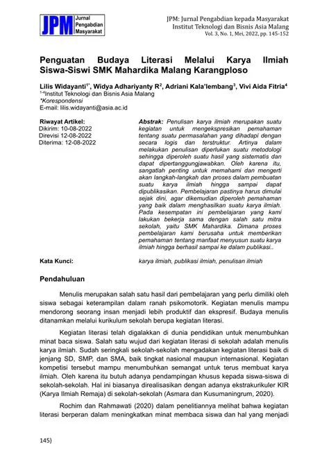(PDF) Penguatan Budaya Literasi Melalui Karya Ilmiah Siswa-Siswi SMK ...