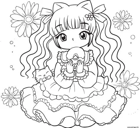 Coloriage Fille Manga 10 Ans Belle Robe Dessin Fille à imprimer