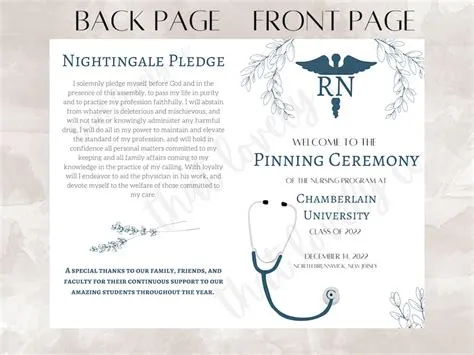 Nursing Pinning Ceremony Program Template Editable Template - Etsy