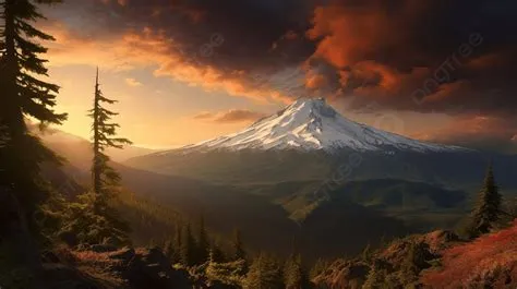 Mountain Of The Pacific Northwest At Sunset Background, Oregon Pictures ...