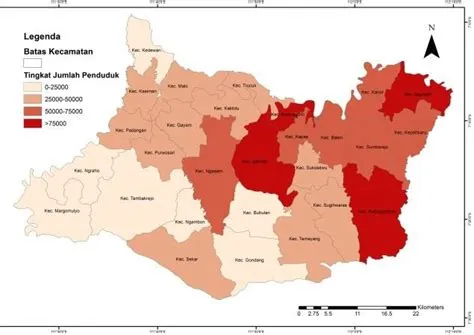 Map of total population in Bojonegoro regency. | Download Scientific ...
