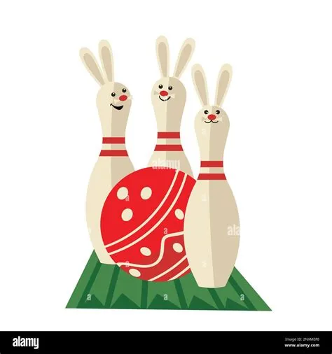 Cute Easter Bunny Bowling pins isolated vector Stock Vector Image & Art ...