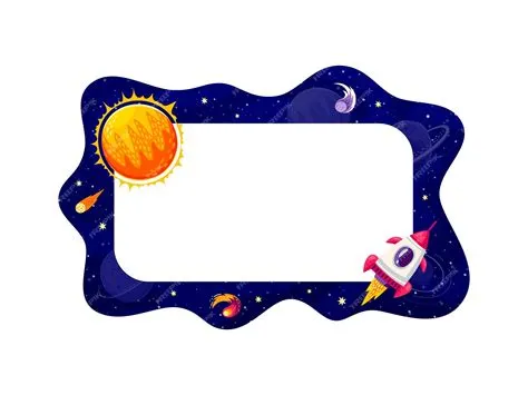 Premium Vector | Border frame with galaxy space landscape rocket