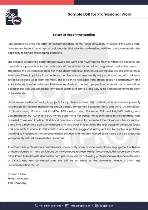 Professional LOR Samples and Examples in PDF format for Study Abroad