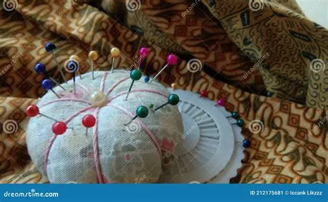 Colorful Pins on a Batik Cloth Stock Image - Image of produce, flower ...