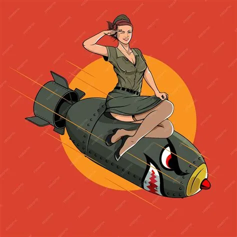 Premium Vector | Drop a bombshell ww2 pin up girl illustration