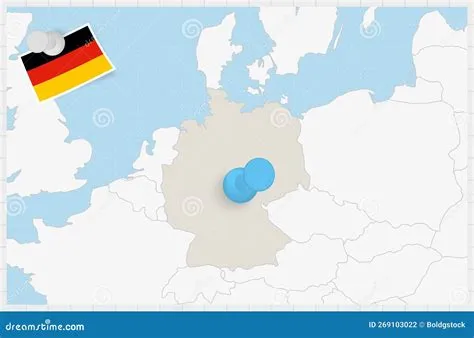Map of Germany with a Pinned Blue Pin. Pinned Flag of Germany Stock ...