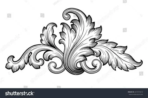 Vintage Baroque Frame Scroll Ornament Engraving Stock Vector (Royalty ...
