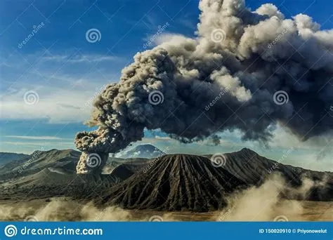 Eruption Bromo Mountain , Probolinggo, East Java, Indonesia Stock Photo ...