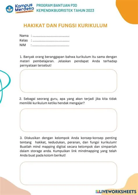 HAKIKAT DAN FUNGSI KURIKULUM | Live Worksheets