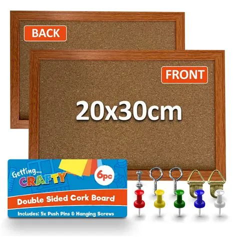 Buy Small Cork Board with Pins, Screws & Wall Hanger | A4 | Pin Board ...