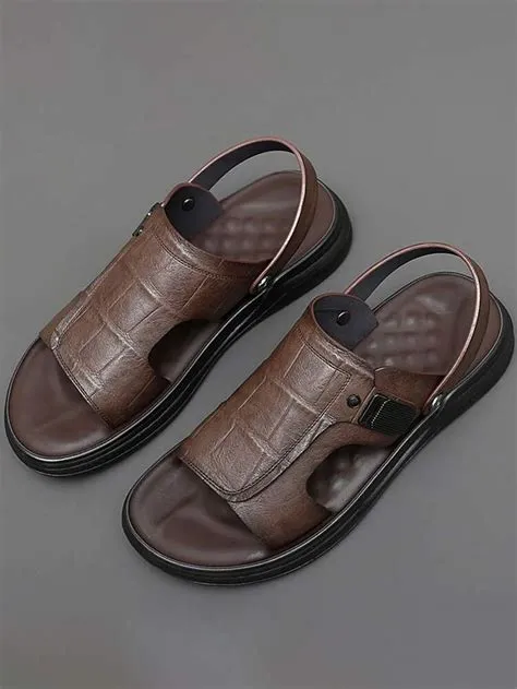Men Metal Decor Slingback Casual Sandals | Casual sandals, Mens sandals ...