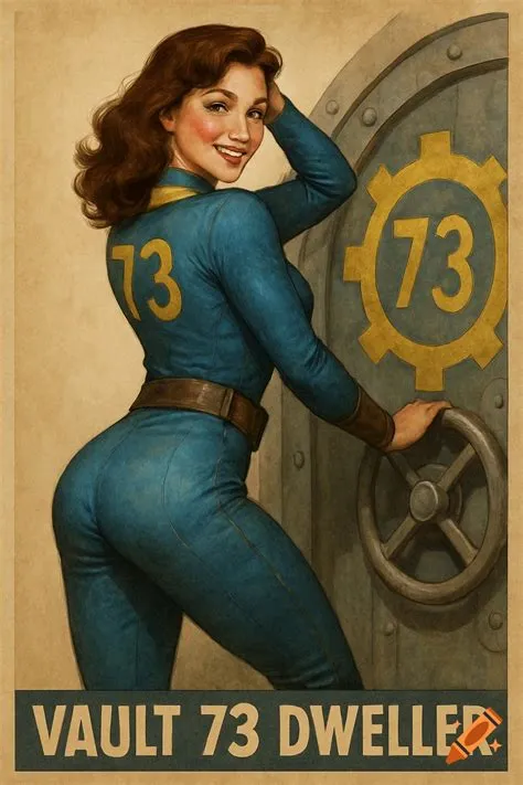 Fallout vault dweller pin-up poster on Craiyon