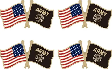 Amazon.com: US Army Gold Crest Crossed Double Flag Lapel Pins Small ...