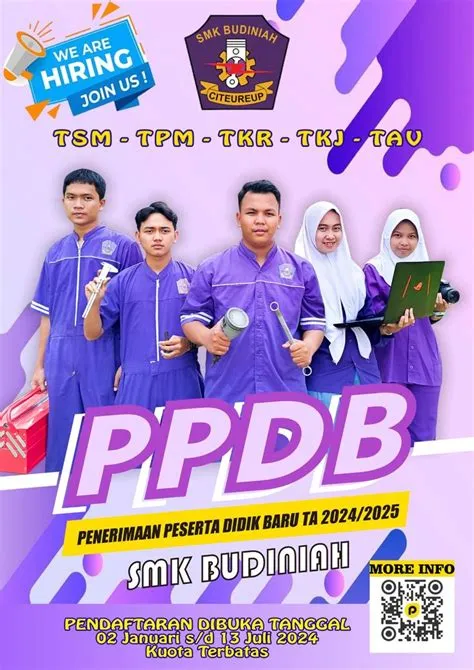 POSTER PPDB SMK BUDINIAH CITEUREP | Sekolah, Komunikasi visual, Brosur