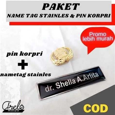 Jual PAKET NAMETAG name tag STAINLES DAN PIN KORPRI (PRODUK TERBARU ...