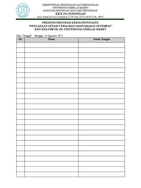 Daftar Presensi - Senam | PDF