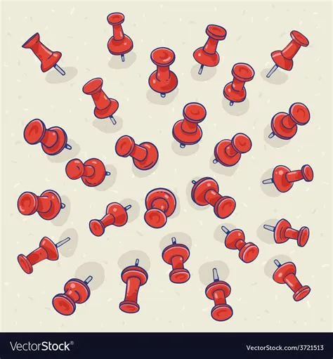 Red push pins with shad Royalty Free Vector Image