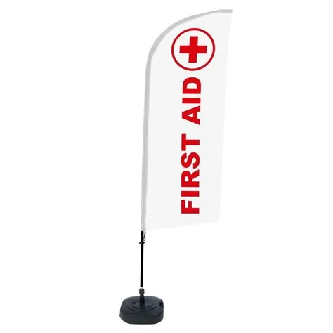 Beach Flag Alu Wind Complete Set First Aid | Showdowndisplays.eu