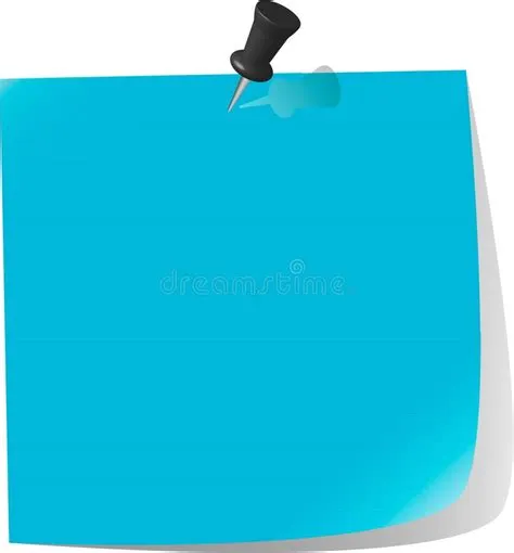 Pinned note paper, blue stock illustration. Illustration of thumbtack ...