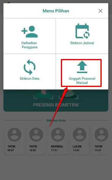 Unggah Presensi Manual · Panduan Mobile apps Instansi