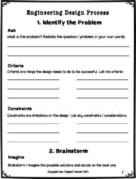 Engineering Design Process Planning Worksheet by NewEnglandTeacher ...
