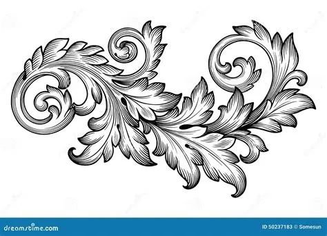 Vector Floral Del Ornamento De La Voluta Del Follaje Barroco Del ...