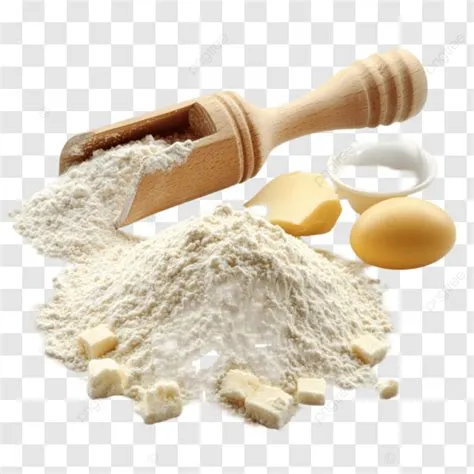 Fresh Baking Ingredients Featuring Flour Eggs And Rolling Pin, Baking ...