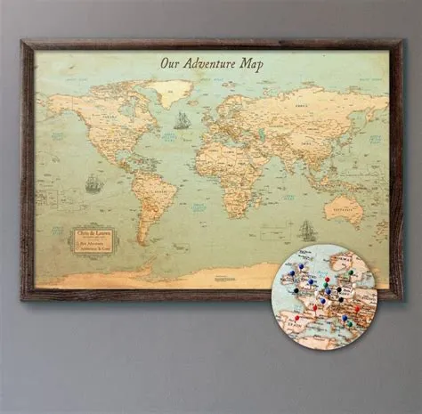 Rustic Push Pin World Map - Custom Travel Map 24x36” or 24x16” With ...