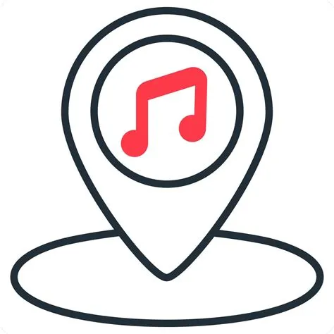 Music Location and pin icon concept in red line color 74618254 Vector ...