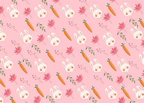 Cute Easter Bunny Background, Wallpaper, Rabbit, Carrot Background ...